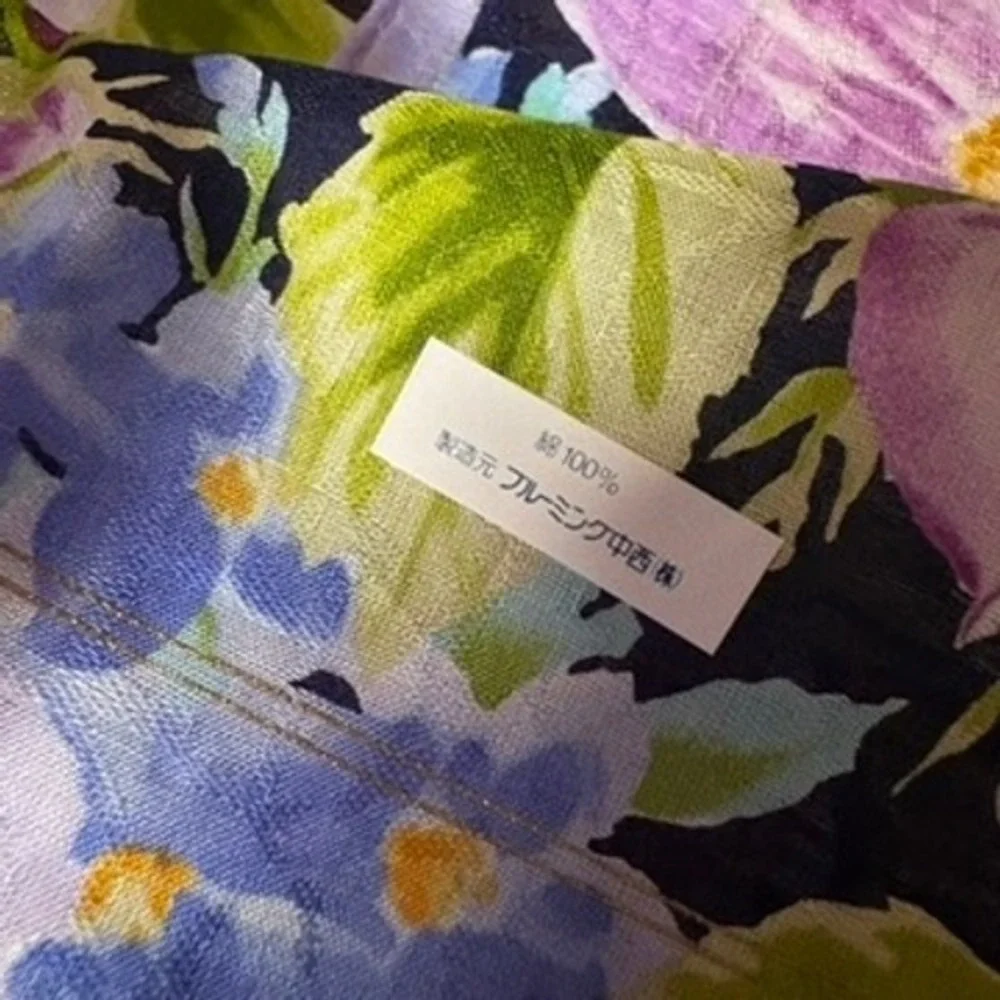 Vtg GIVENCHY Scarf Handkerchief Floral Cotton Purple Blue 18.5